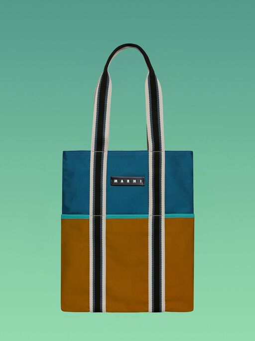 ブルーソーダライトMARNI MARKET Canvas Tote - ショッピングバッグ