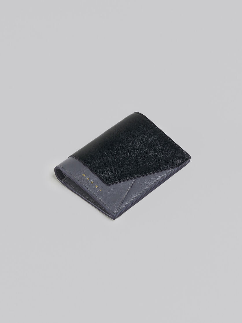 Zweifache Faltbrieftasche aus Leder in Grau und Schwarz - Brieftaschen - Image 5