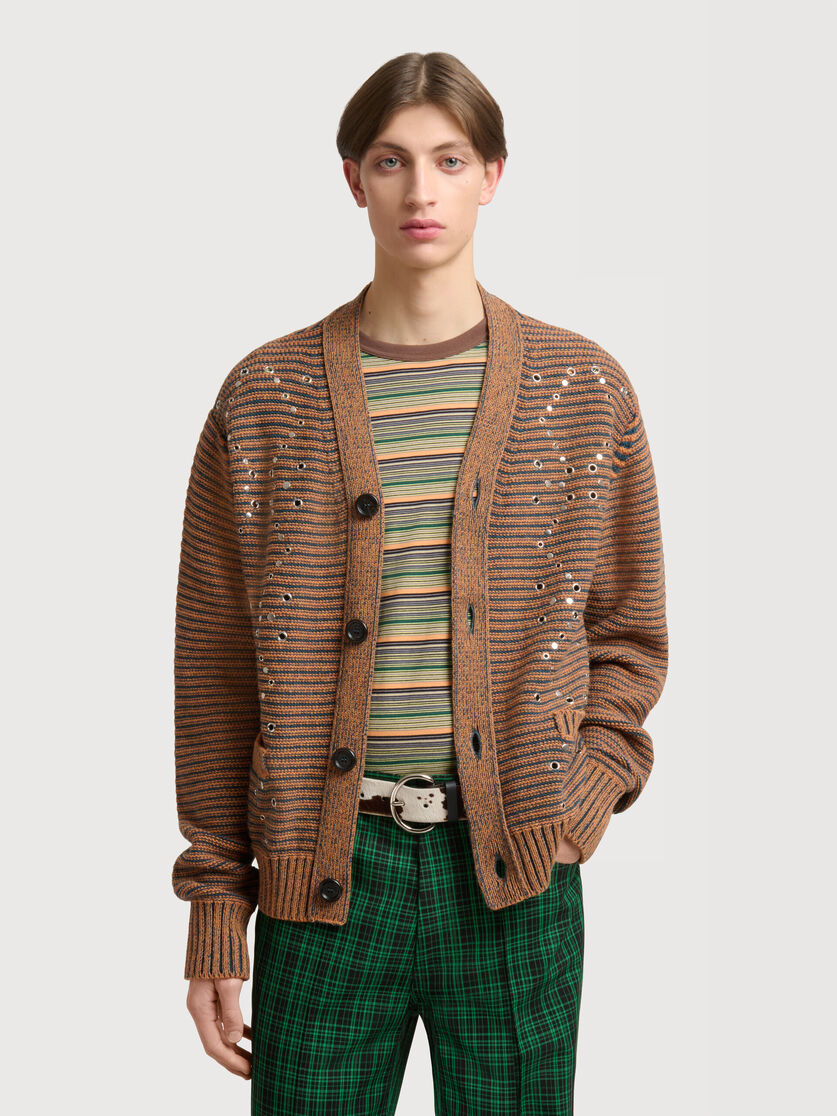 Green alpaca-wool cardigan with studs, Image 2
