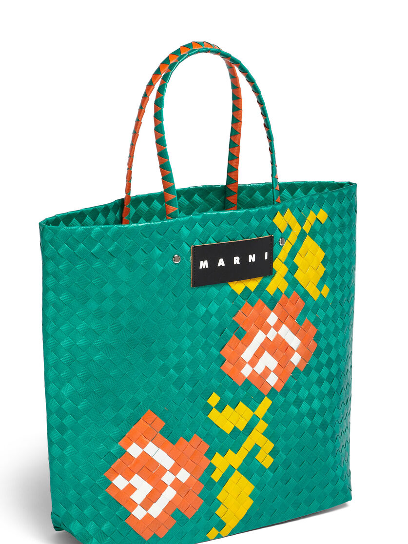 Mittelgroße MARNI MARKET BORA Tasche mit grünem Blumenmotiv - Shopper - Image 4