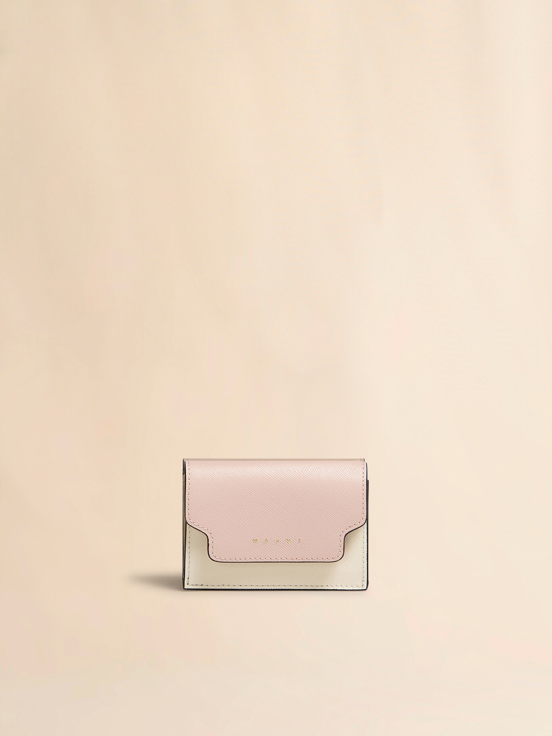 MARNI ピンク 三つ折り財布 マルニ Marni 三つ折り財布 サフィアーノレザー ピンクベージュ