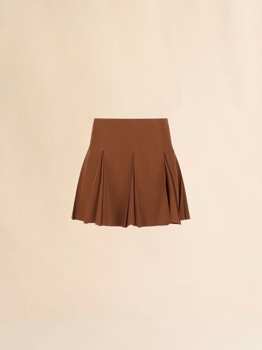 Brown wool pleated mini skirt - Skirts - Image 1