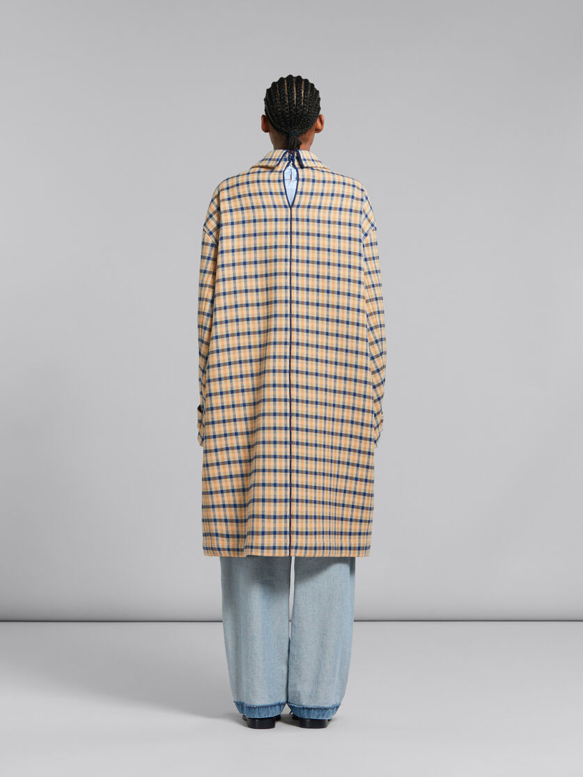 Blue and yellow checked wool reversible coat - Coats - Image 3