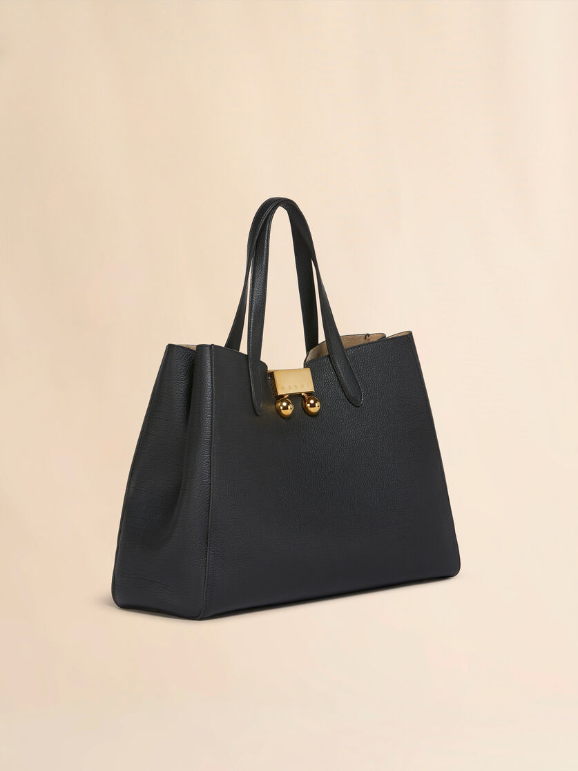 Borsa a mano Trunkaroo Tote Media in pelle nera - Borse a mano - Image 6
