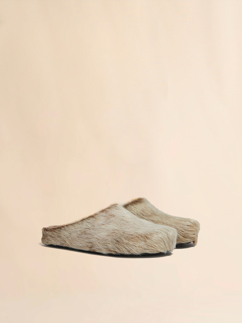 Blue-grey long hair calfskin Fussbett sabot - Clogs - Image 2