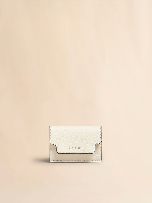 White saffiano leather tri-fold wallet - Wallets