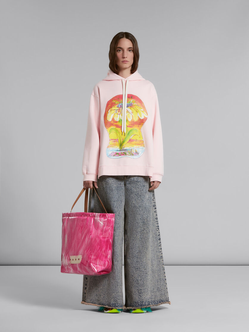 Beschichtete, pinkfarbene Tote Bag aus Kunstfell - Shopper - Image 2