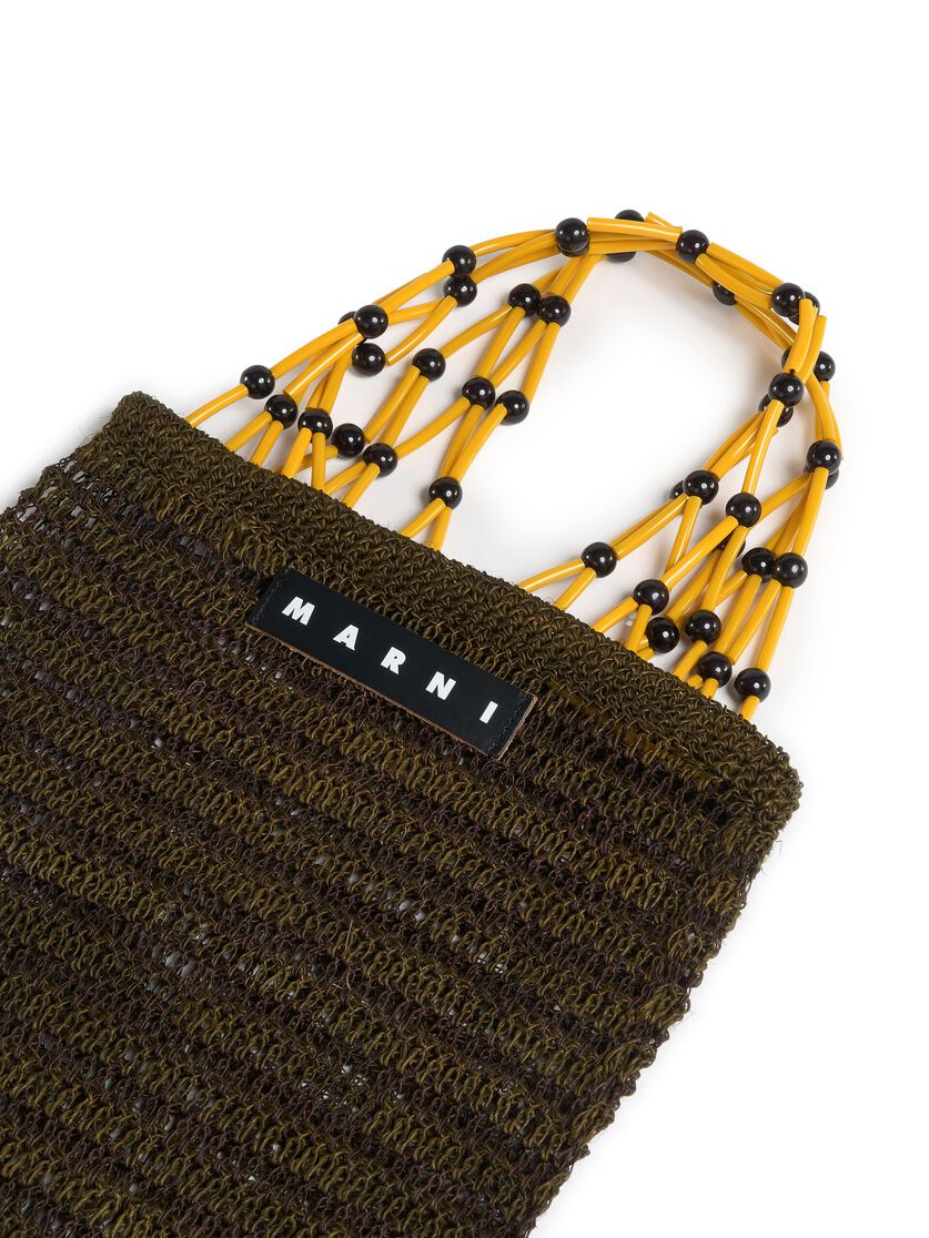 Brown MARNI MARKET FIQUE natural fibre net shopper - Shopping Bags - Image 4