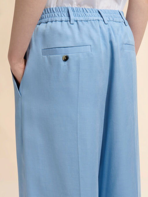 Light blue satin wide-leg trousers - Pants
