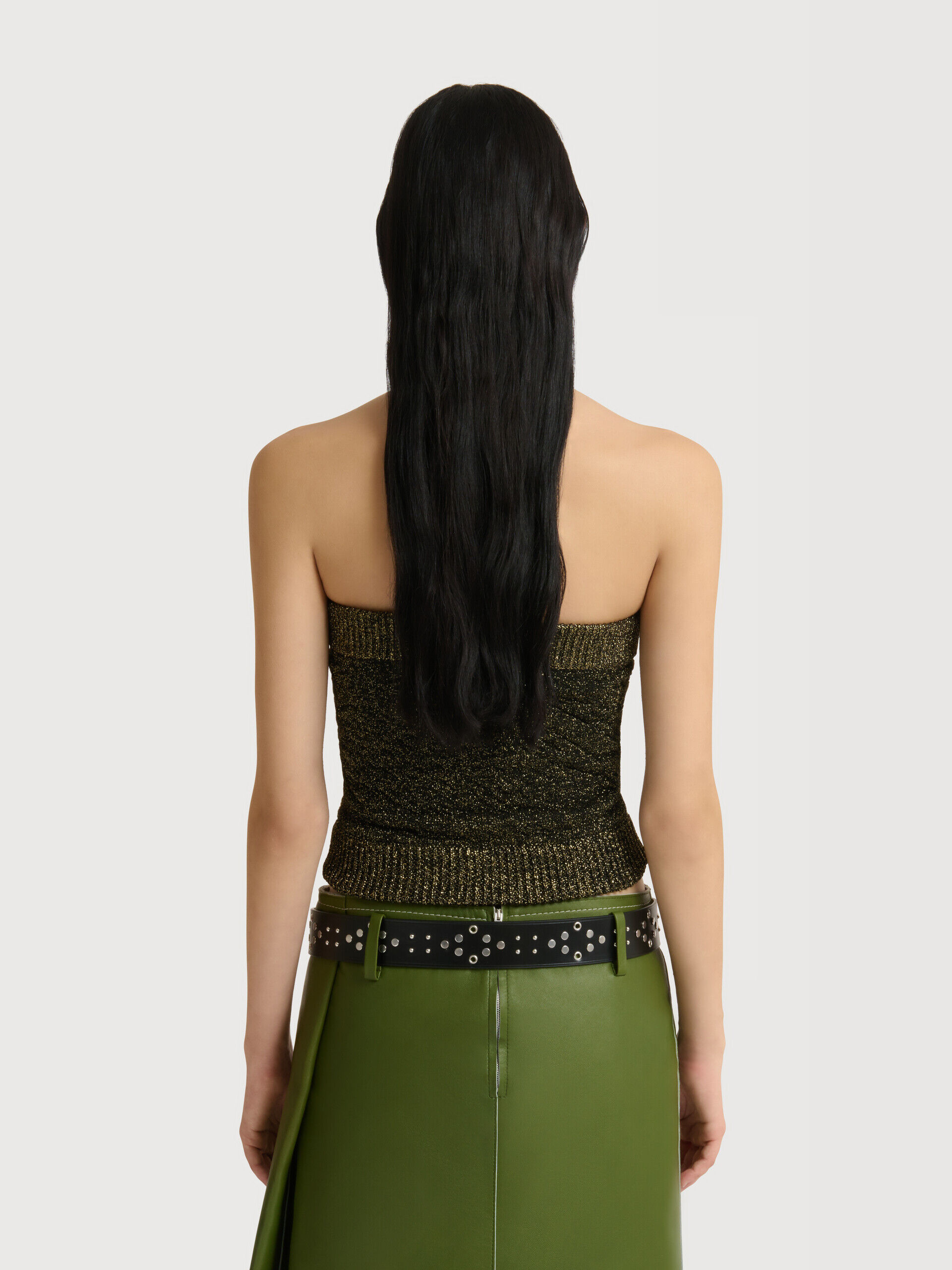 Black wool strapless top with lurex detailing | Marni