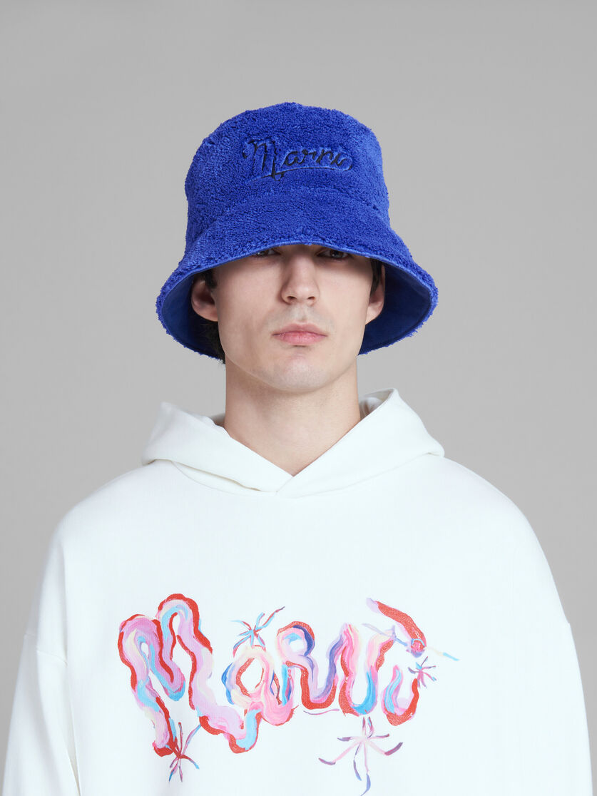 Blue Terry bucket hat with logo Marni