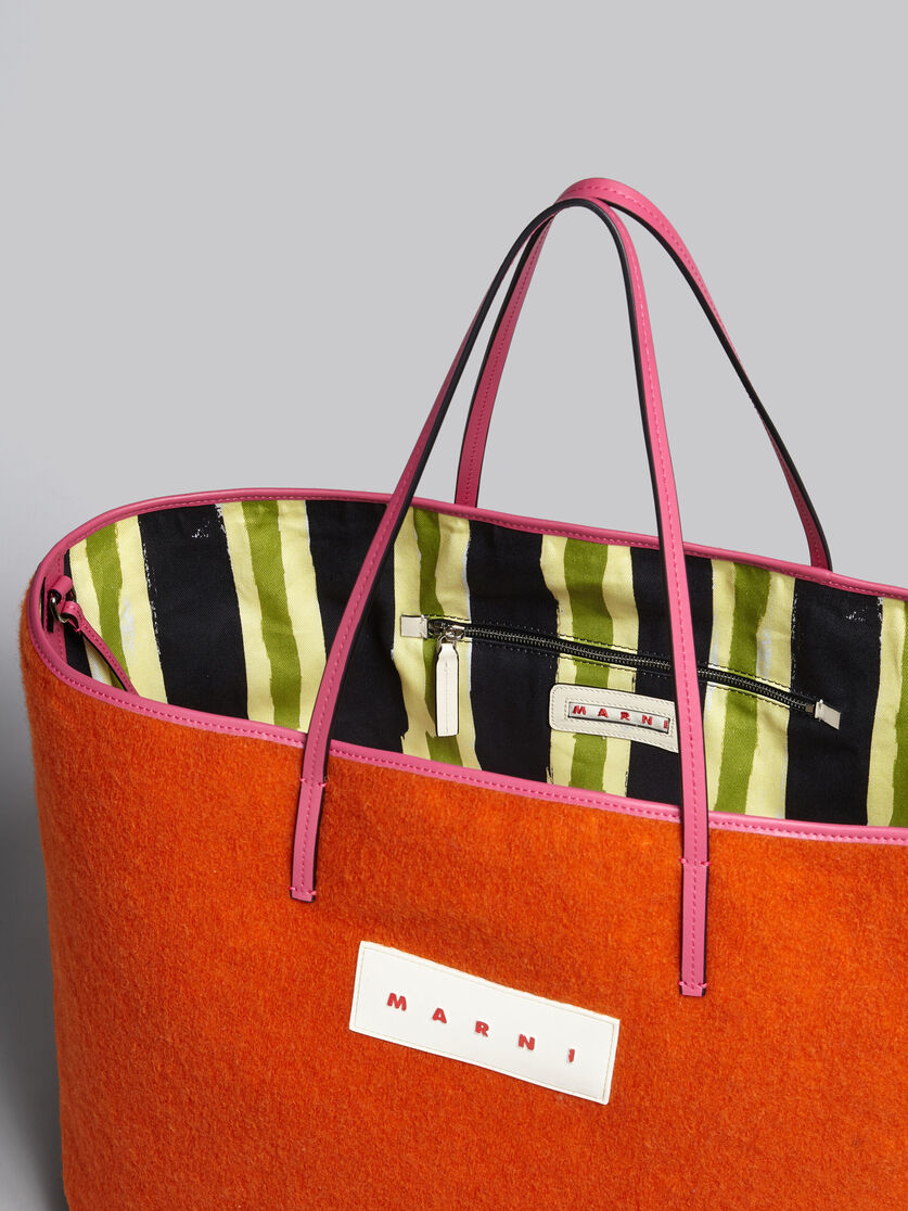 Medium reversible Janus Shopping Bag in orange felt and cotton - Shopping Bags - Image 4
