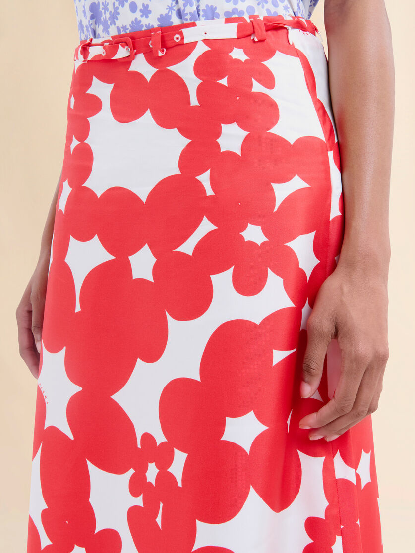 Red and white Dillies Print silk skirt - Skirts - Image 4