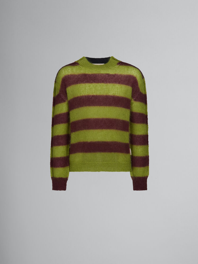 Maglia in lana e mohair a righe verdi multicolor - Pullover - Image 1