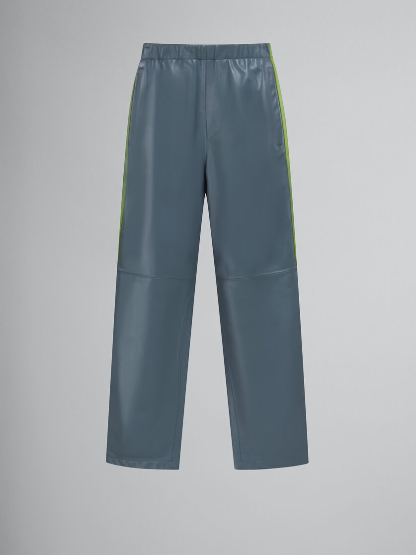 Teal nappa leather track pants - Pants - Image 1