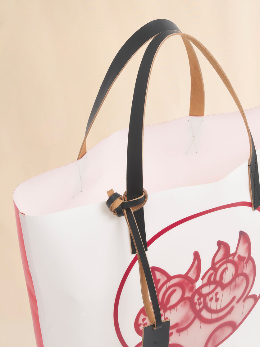 White and red fabric Tribeca tote with dogs print - Shopping Bags - Image 4