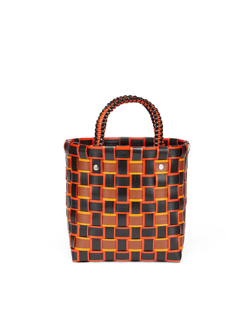 MARNI MARKET TAPE BASKET bag in orange and black woven material - Shopping Bags - Image 3