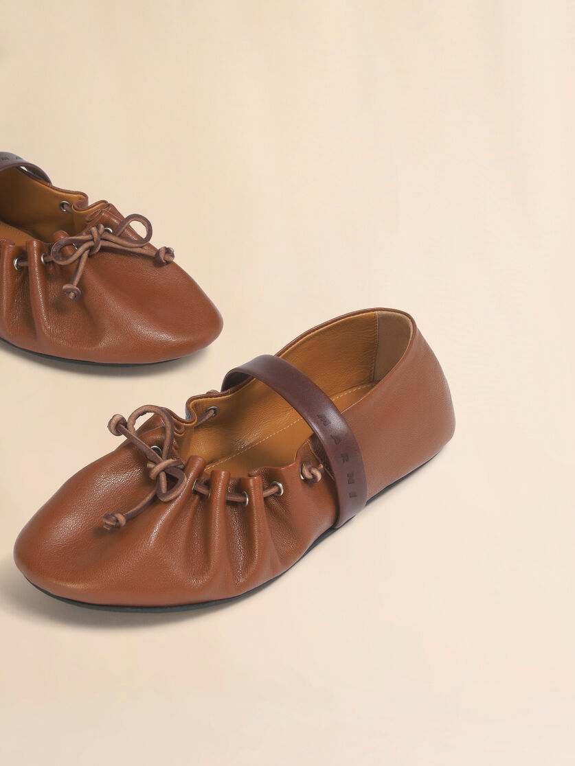 Light and dark brown leather Mary Jane Soft Ballerina, Image 5