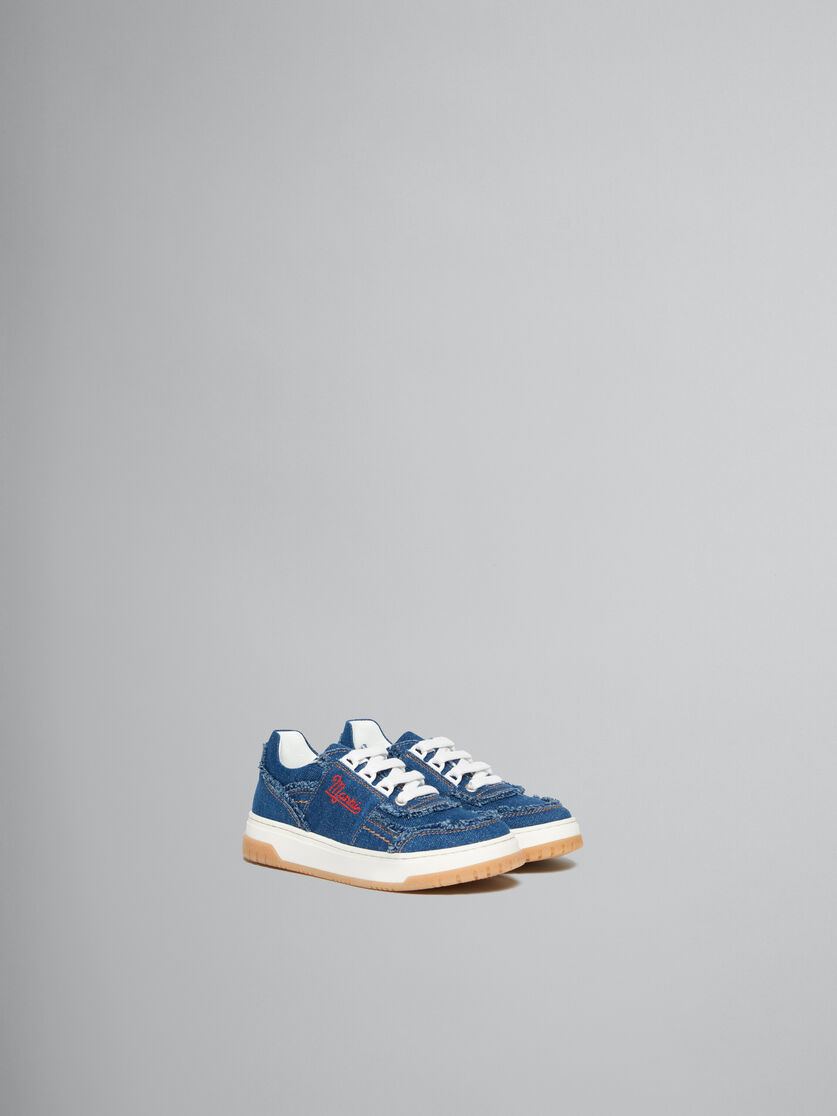Sneaker In Denim Blu Con Logo - kids - Image 2