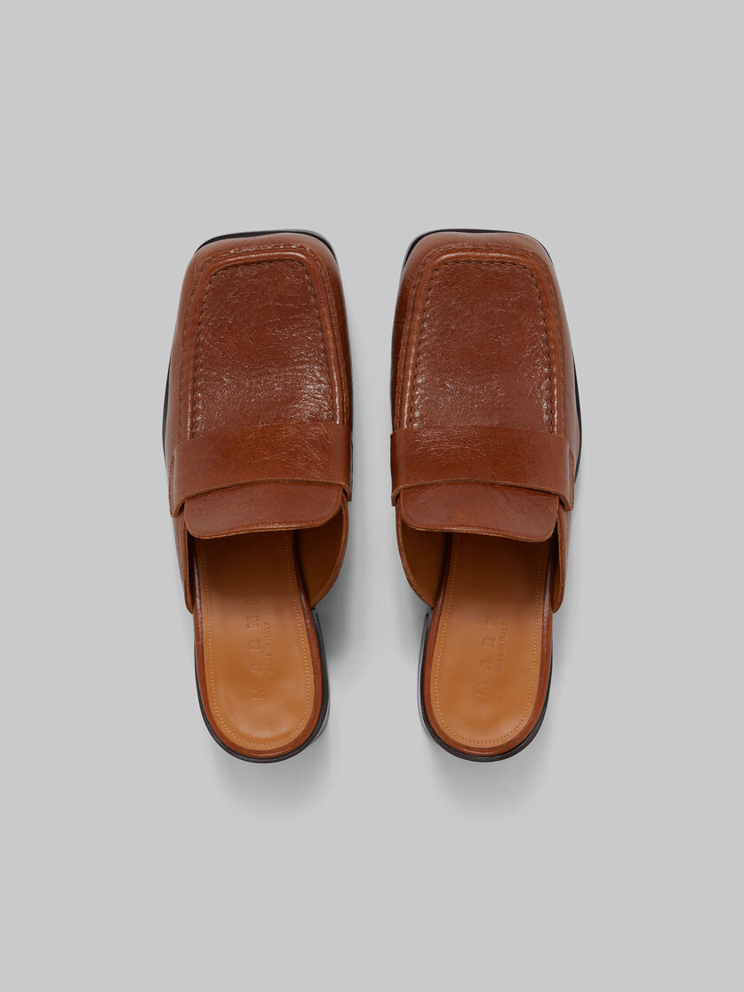 Brown leather heeled mule - Clogs - Image 4