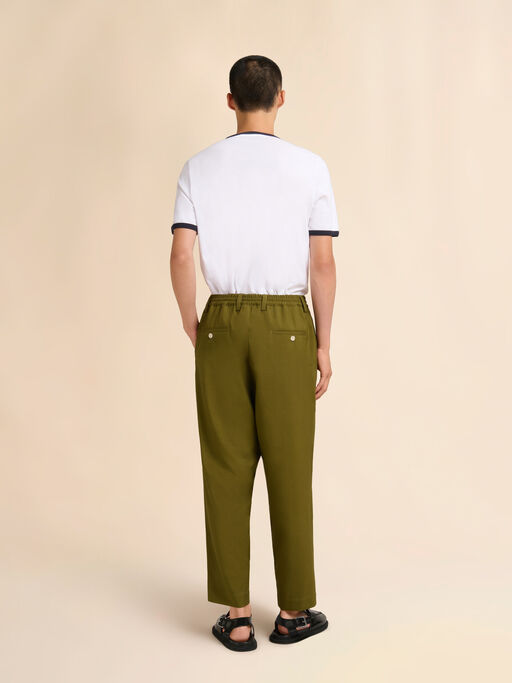 グリーン トロピカルウール製ルーズパンツ - パンツ