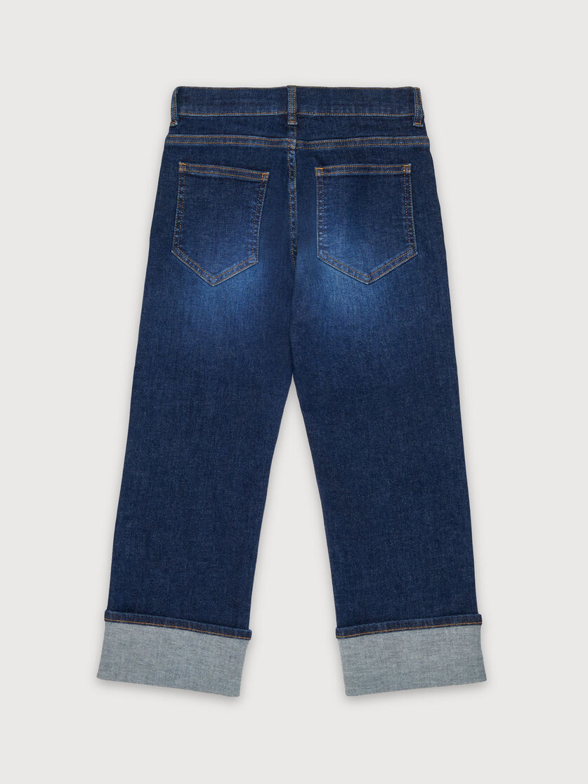 Dark blue stretch cotton jeans with turn-ups, Image 2