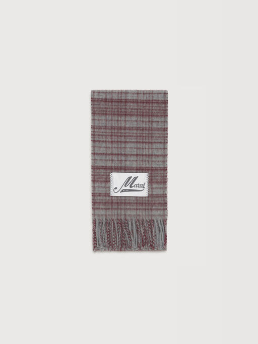 Red checked wool-mohair scarf - Scarves