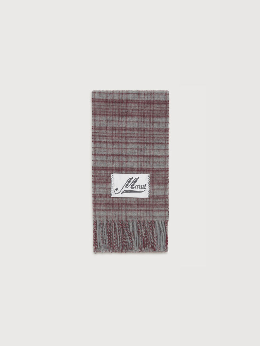 Red checked wool-mohair scarf, Image 1