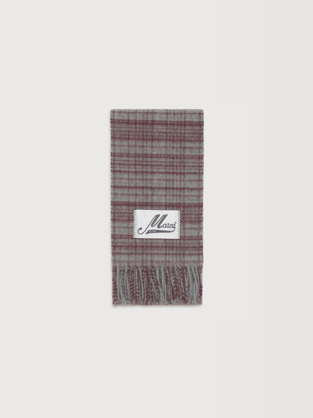 Red checked wool-mohair scarf - Scarves