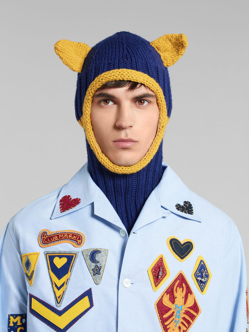 Passamontagna in lana blu con orecchie - Cappelli - Image 2