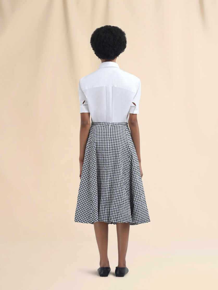 White and light blue checked seersucker skirt - Skirts - Image 3