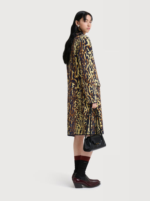 Yellow animalier wool chenille coat - Coats