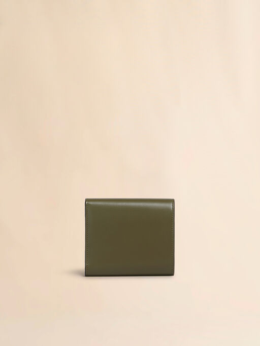 ディープグリーン レザー製 Envelope 三つ折りウォレット - 財布