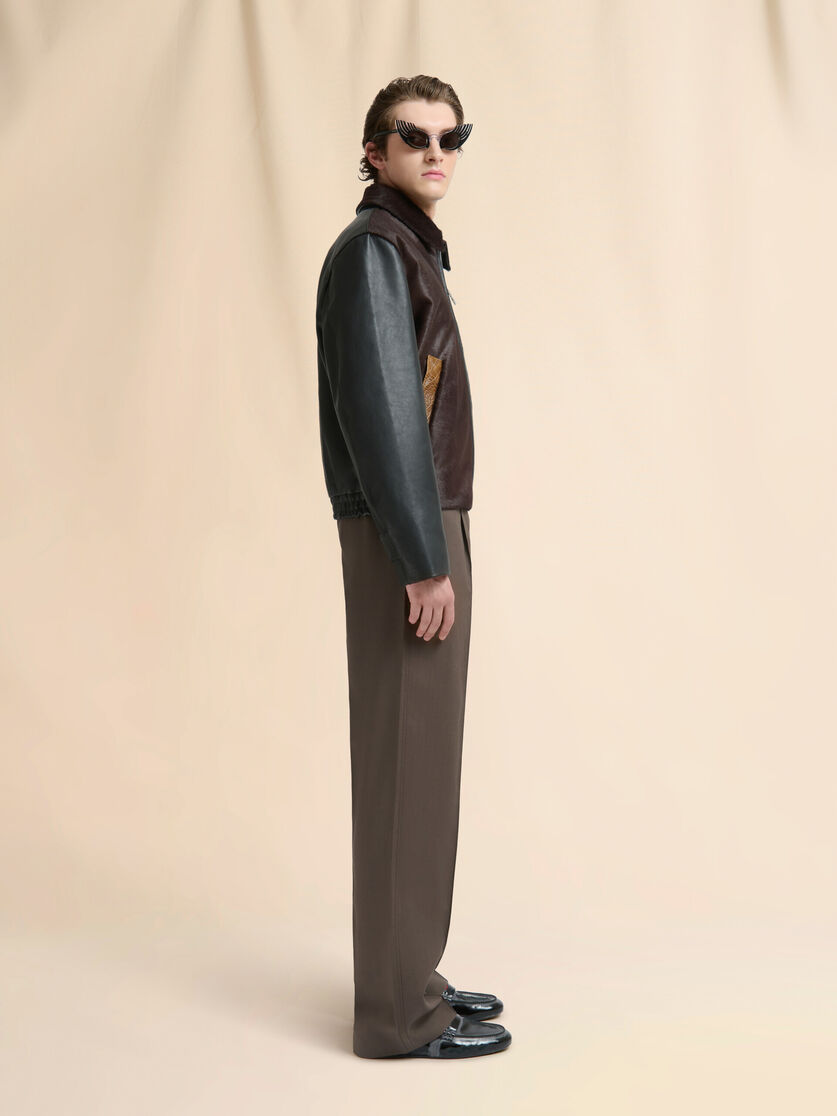 Black leather and pony hair jacket - Jackets - Image 6