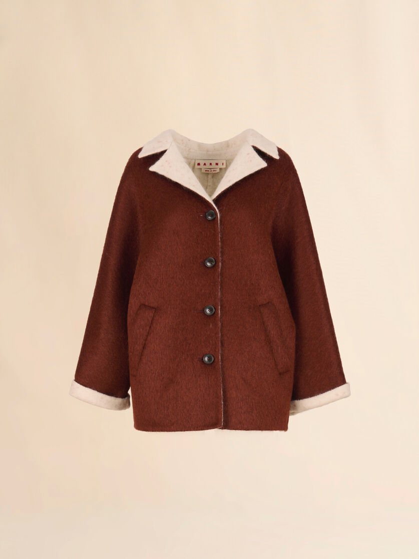 Brown wool and mohair felt jacket - Jackets - Image 1