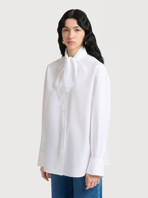White poplin shirt with neck tie - Shirts
