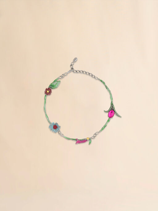 Enameled metal and rhinestones Flower Pop necklace - Necklaces