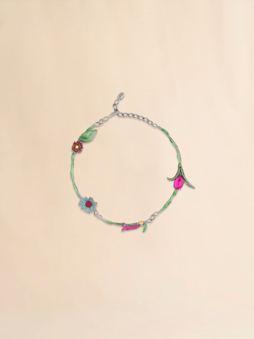 Enameled metal and rhinestones Flower Pop necklace - Necklaces - Image 1