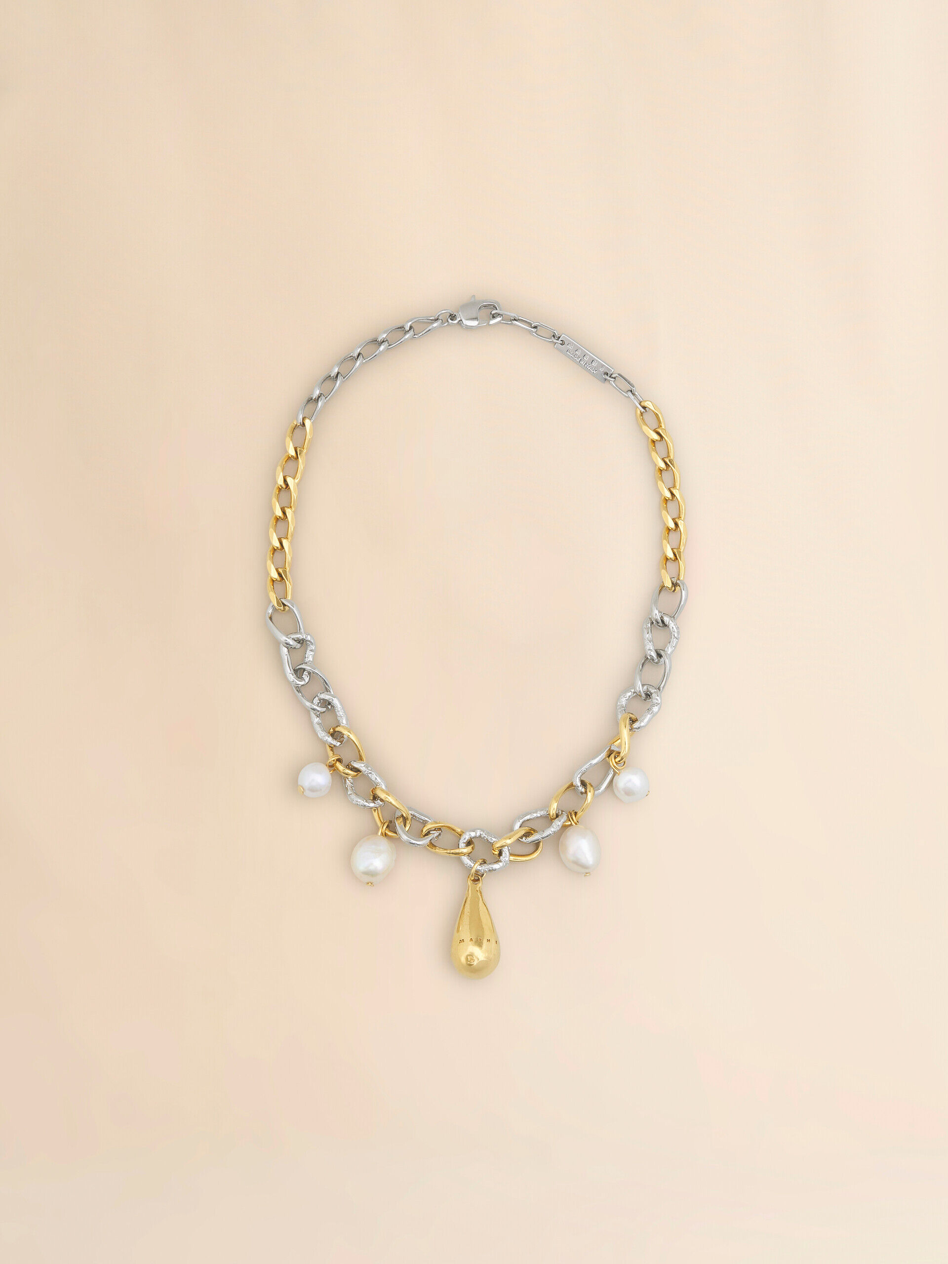 【MARNI】ミックス チェーンネックレス パール付き MARNI ミックスチェーンネックレス、パール付き | Marni