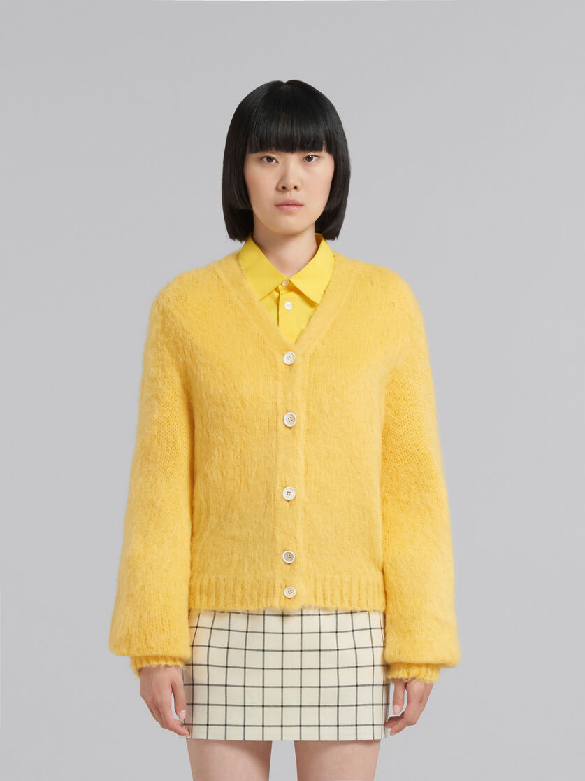 Yellow mohair V-neck cardigan - Pullovers - Image 2