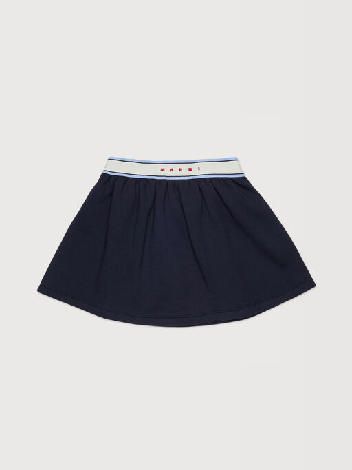 Dark blue cotton mini skirt with elasticated logo waist - Skirts
