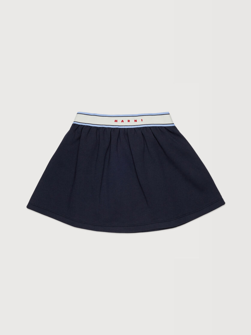 Dark blue cotton mini skirt with elasticated logo waist, Image 1