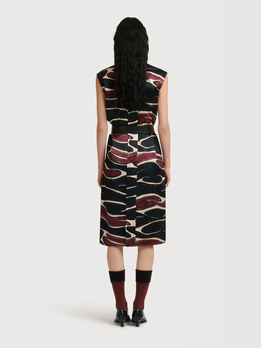 Black viscose dress with Crimson Flow print - Dresses