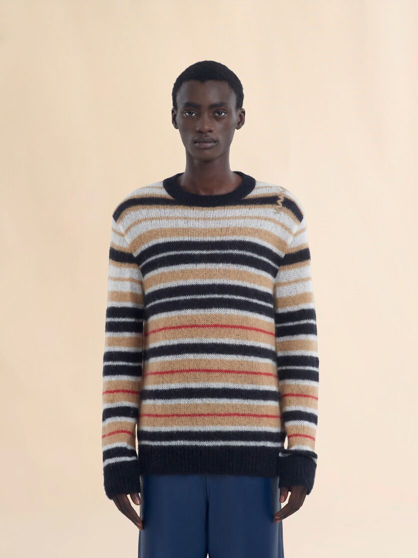 Beige striped brushed mohair jumper - Pullovers - Image 2