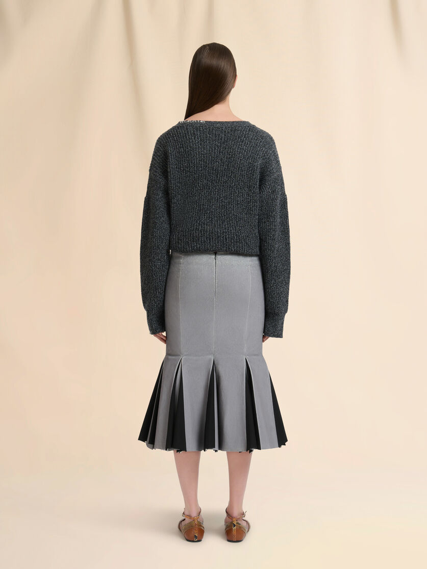 Grey velvet skirt with tulip print - Skirts - Image 3