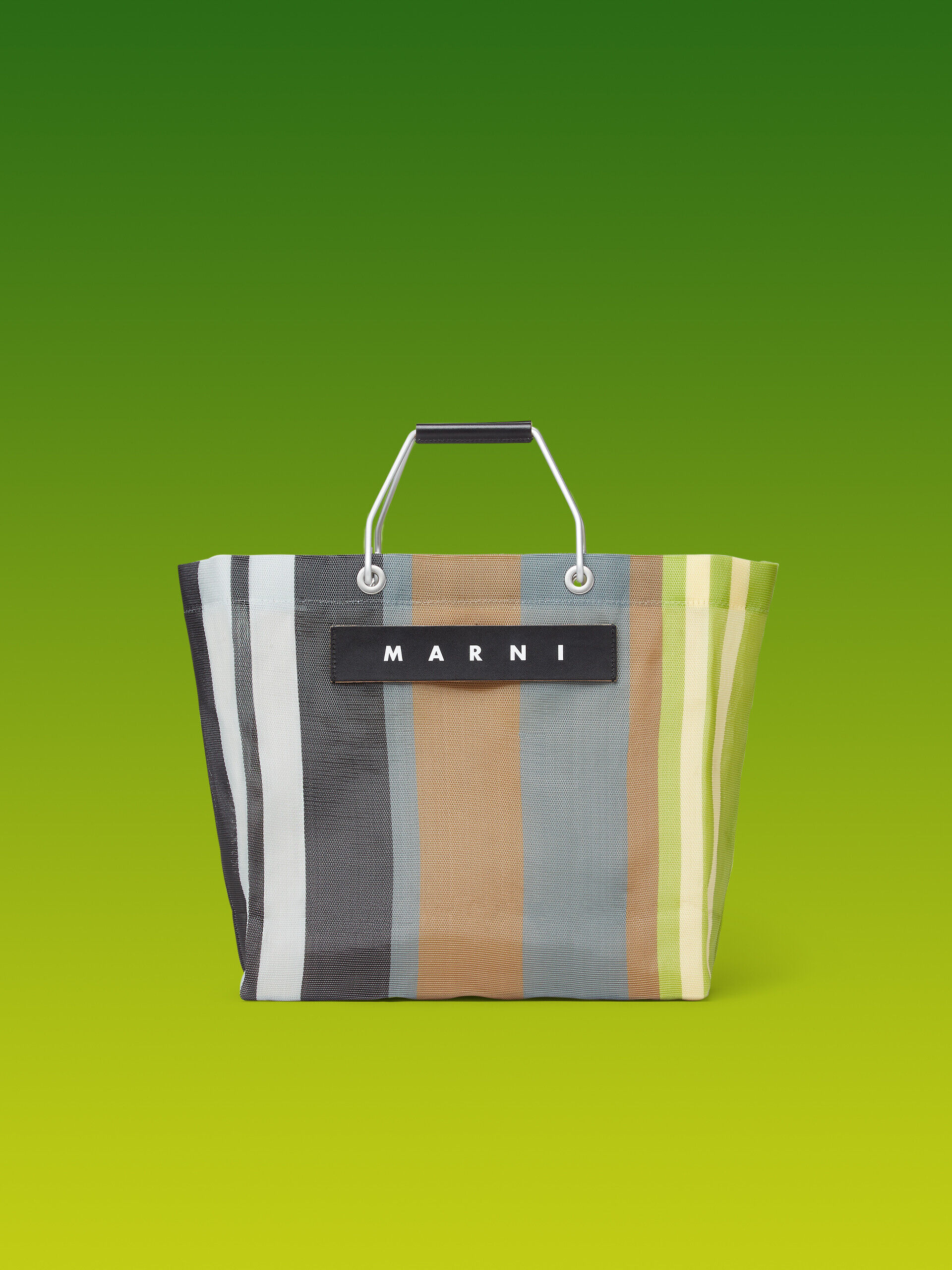 マルニ　トートバッグ　グロッシーグリップ　マルチカラーストライプ　2層構造 エクリュ(ソフトベージュ) MARNI MARKET STRIPE BAG | Marni