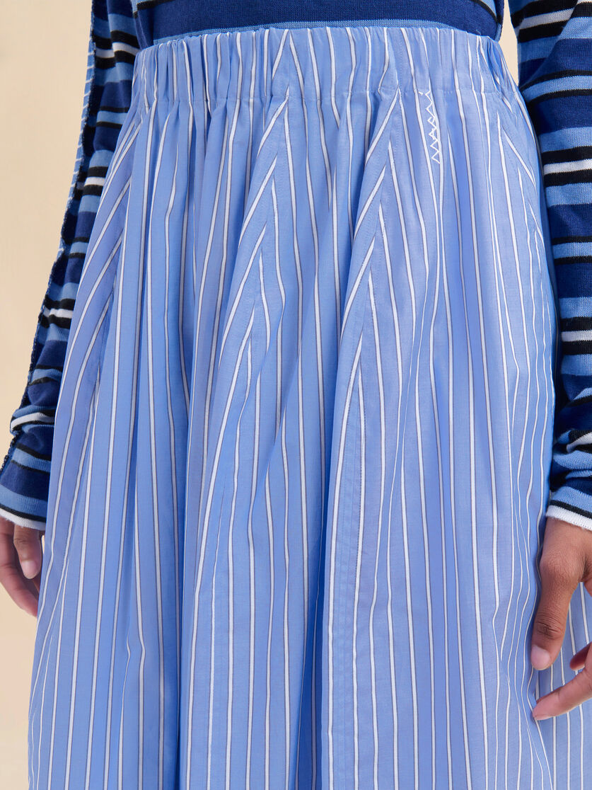 Wide skirt in striped blue poplin - Skirts - Image 4