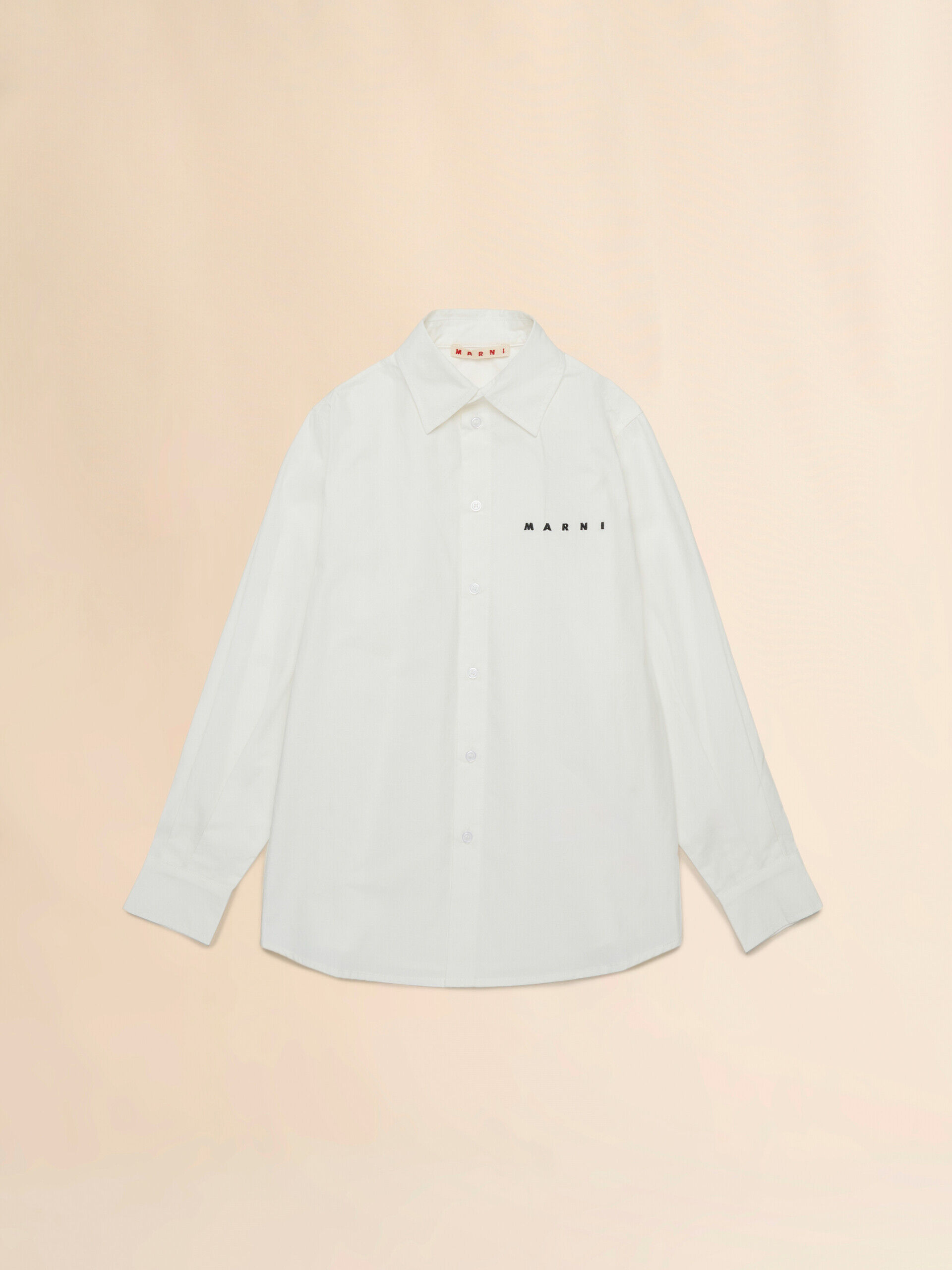 Off-white cotton shirt with embroidered Marni logo | Marni