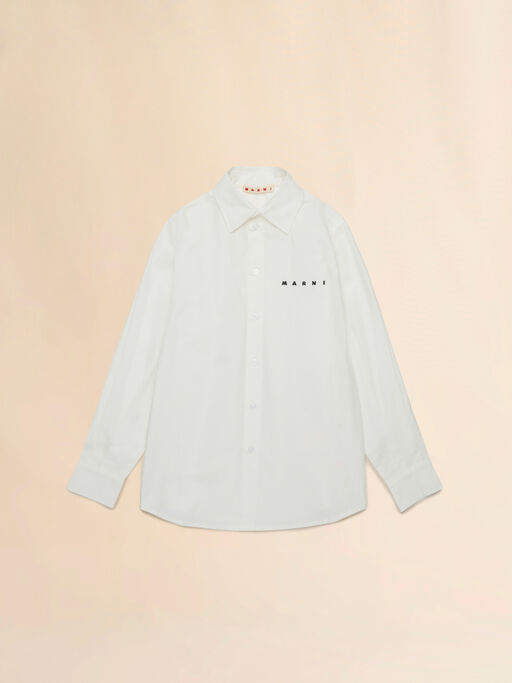 Off-white cotton shirt with embroidered Marni logo - Shirts
