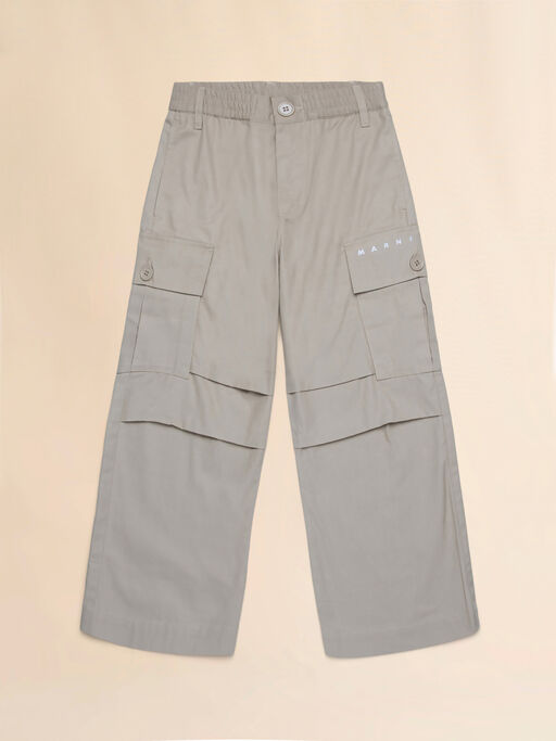 Beige gabardine cargo pants - Pants